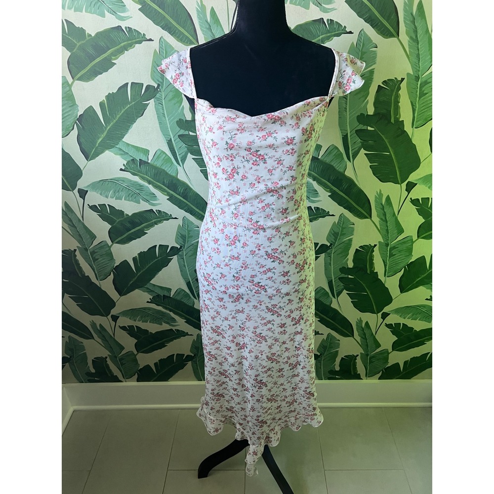 Kirious Floral Midi Dress Women Small White
